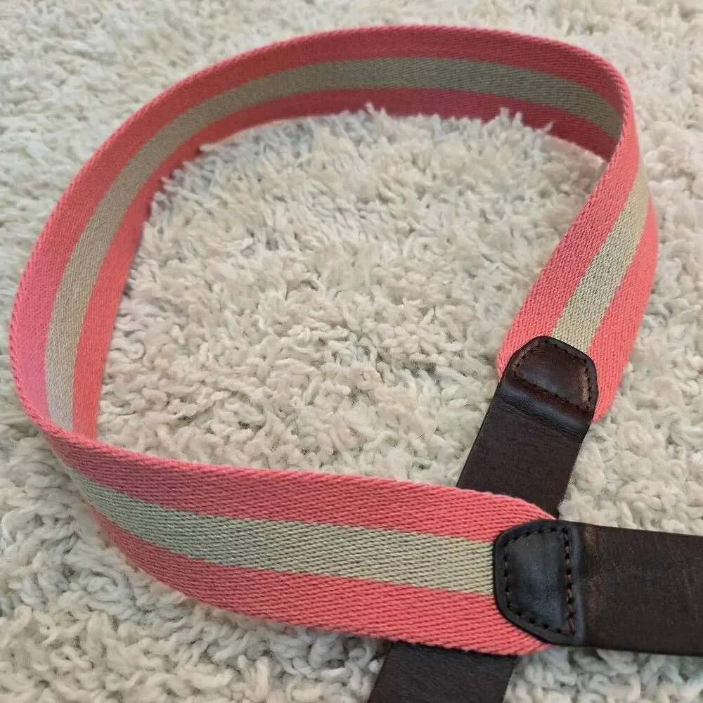 Southern Tide Pink Khaki Belt Dark Brown Leather size 32